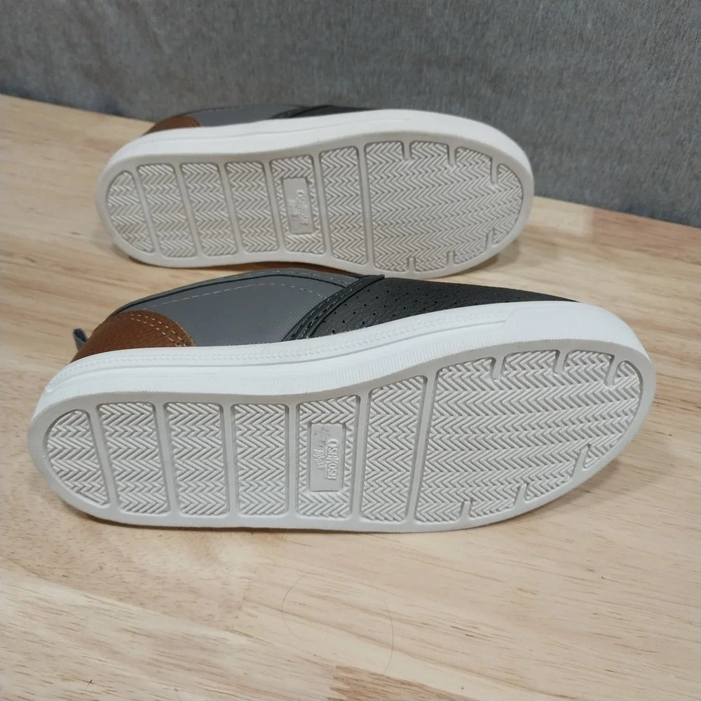 OshKosh Slip On Sneakers Kids Perforated Faux Leather 10M Grey